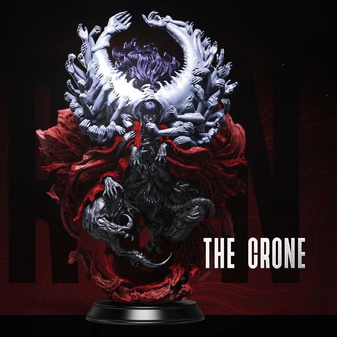 The Crone: 75mm Nightmare Yokai Centerpiece + D&D 5e Stats — Painted