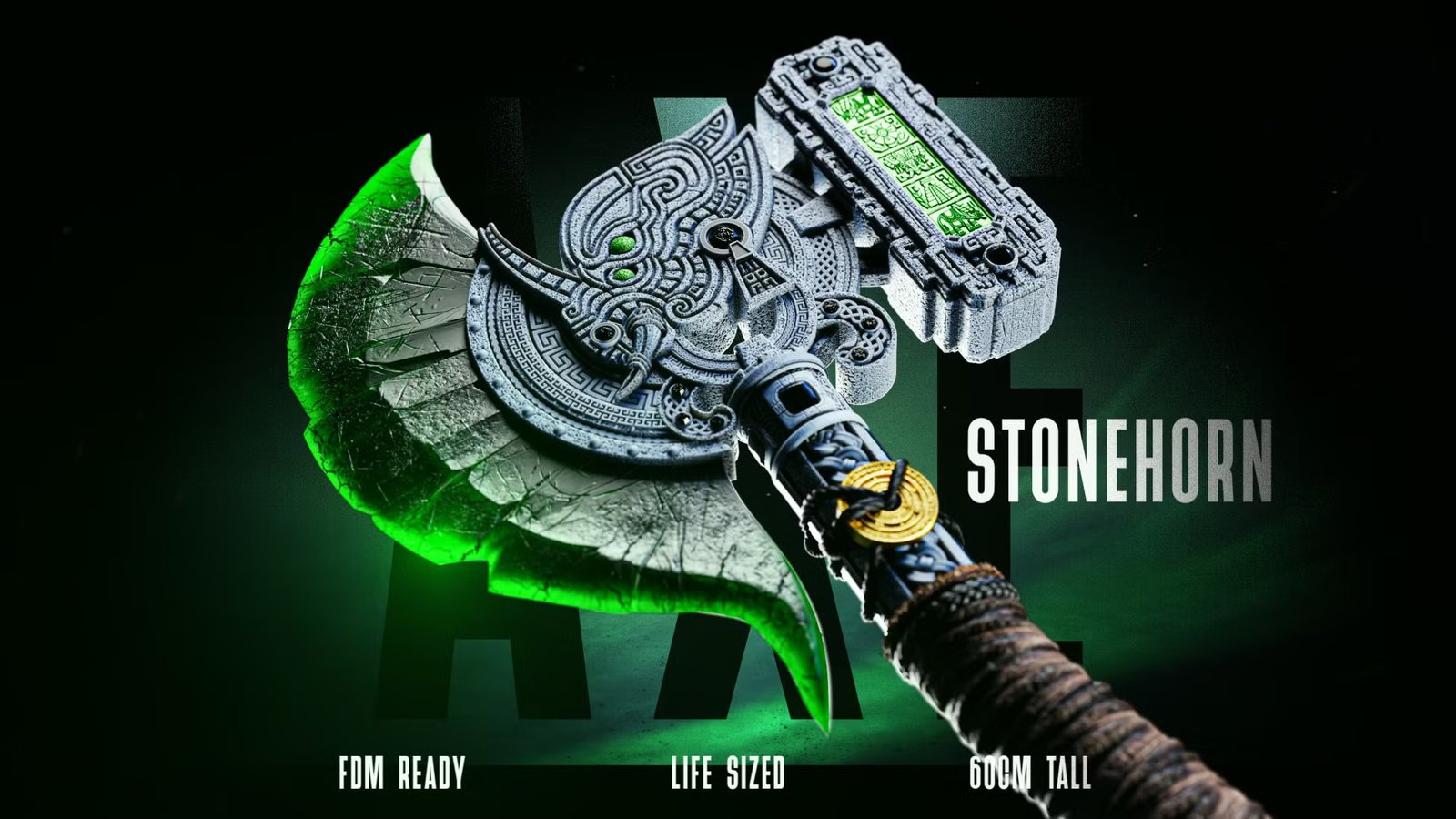 Stone Axe Weapon — Painted
