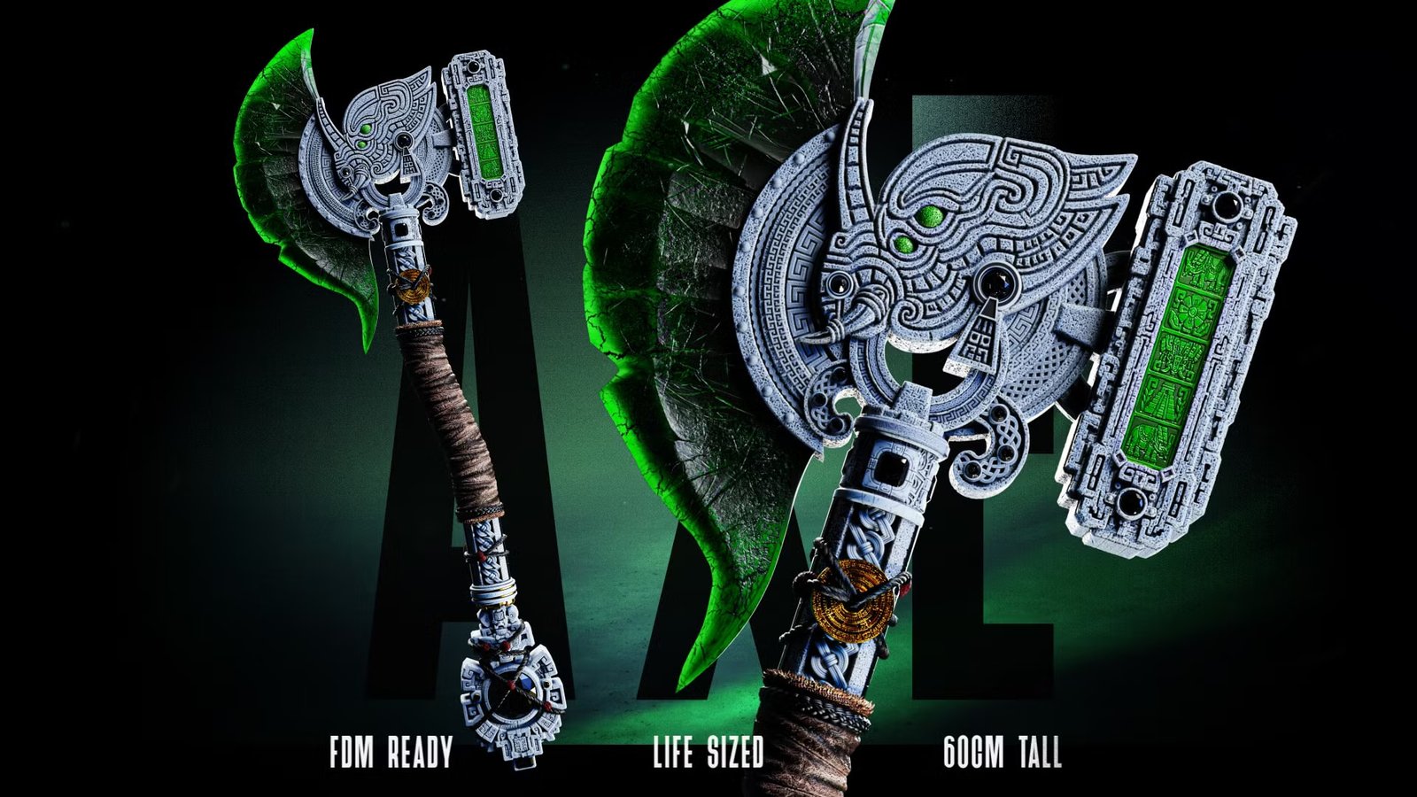 Stone Axe Weapon — Painted