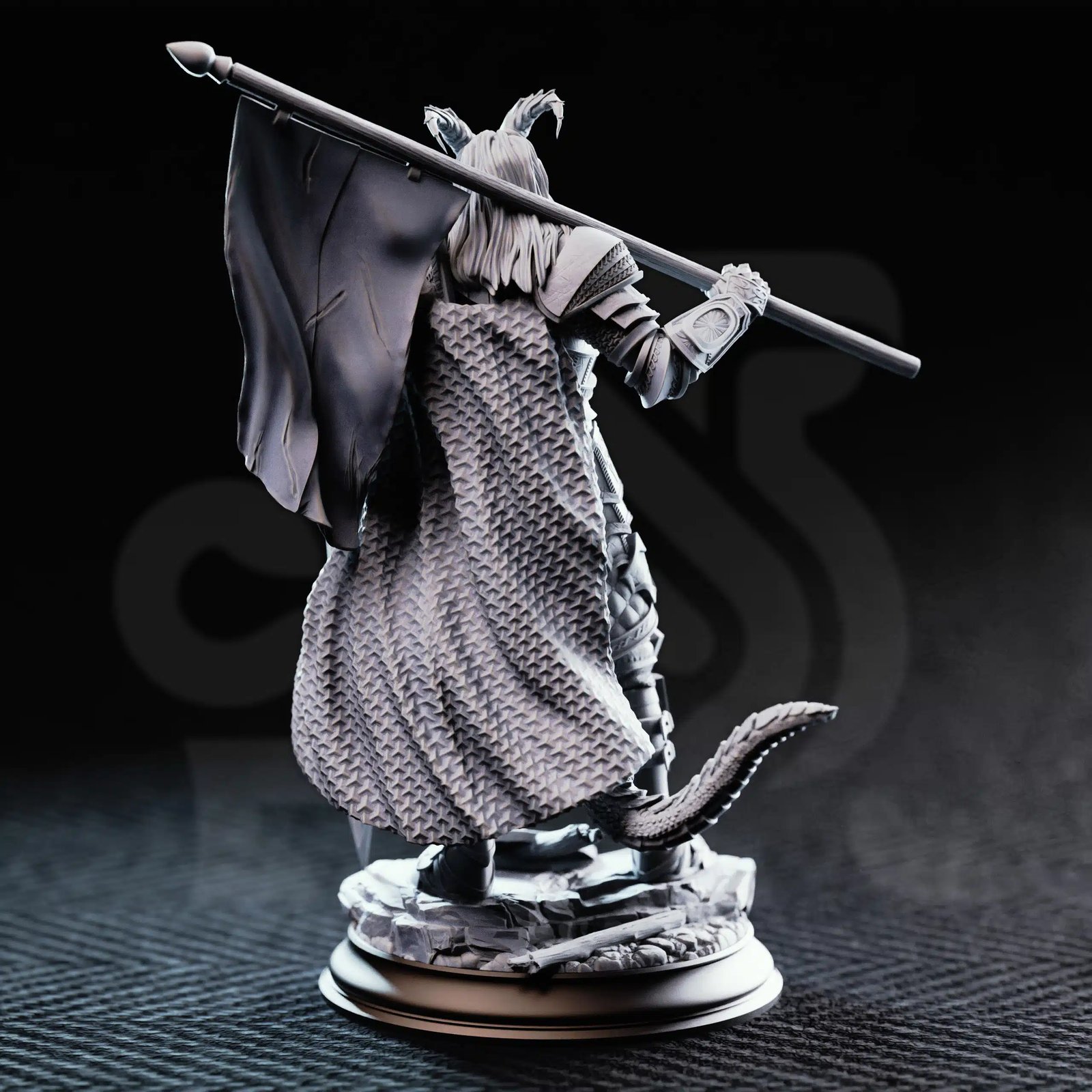 Tiefling Veteran Fighter - The Captain — Unpainted