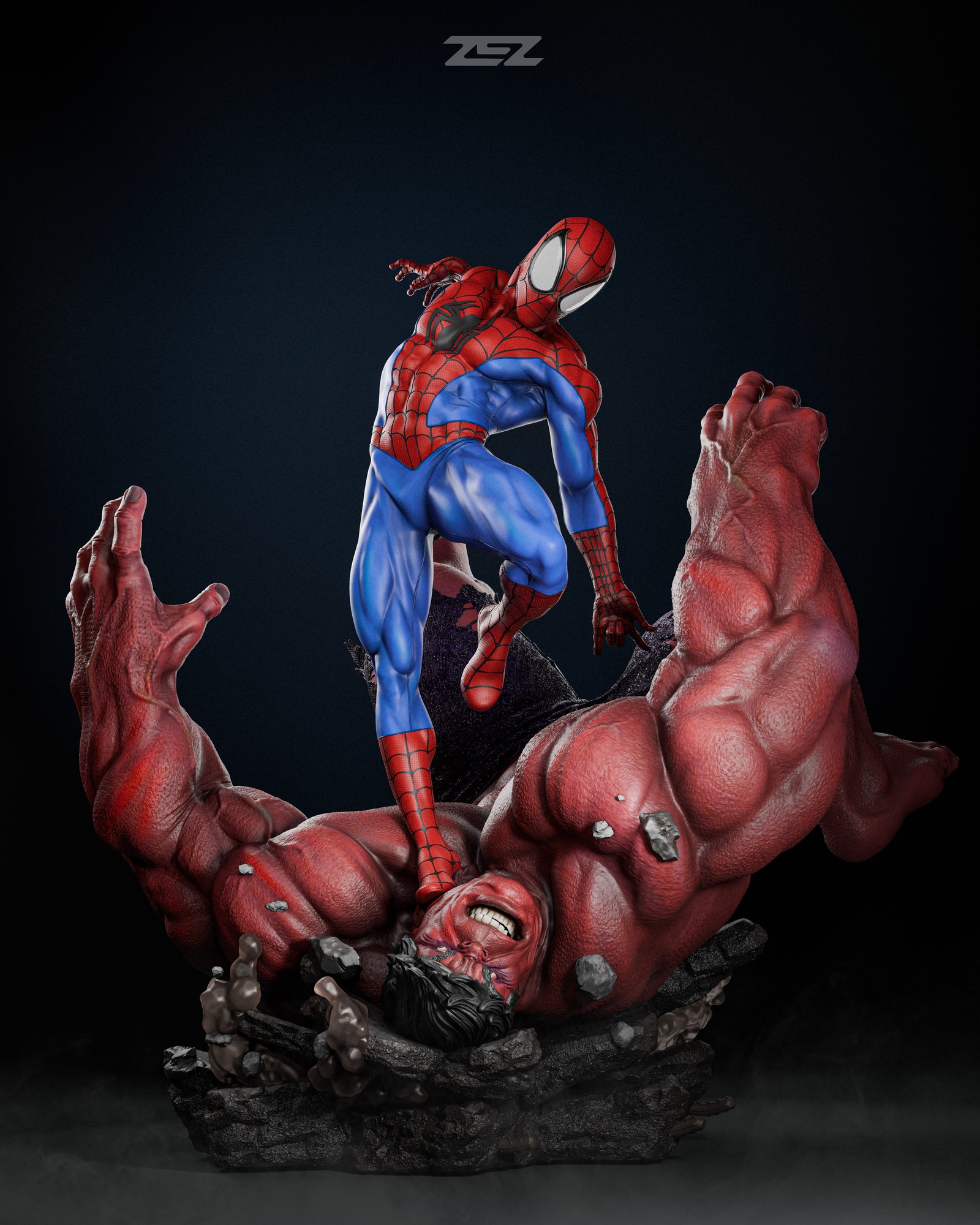 Spiderman vs Hulk — Painted