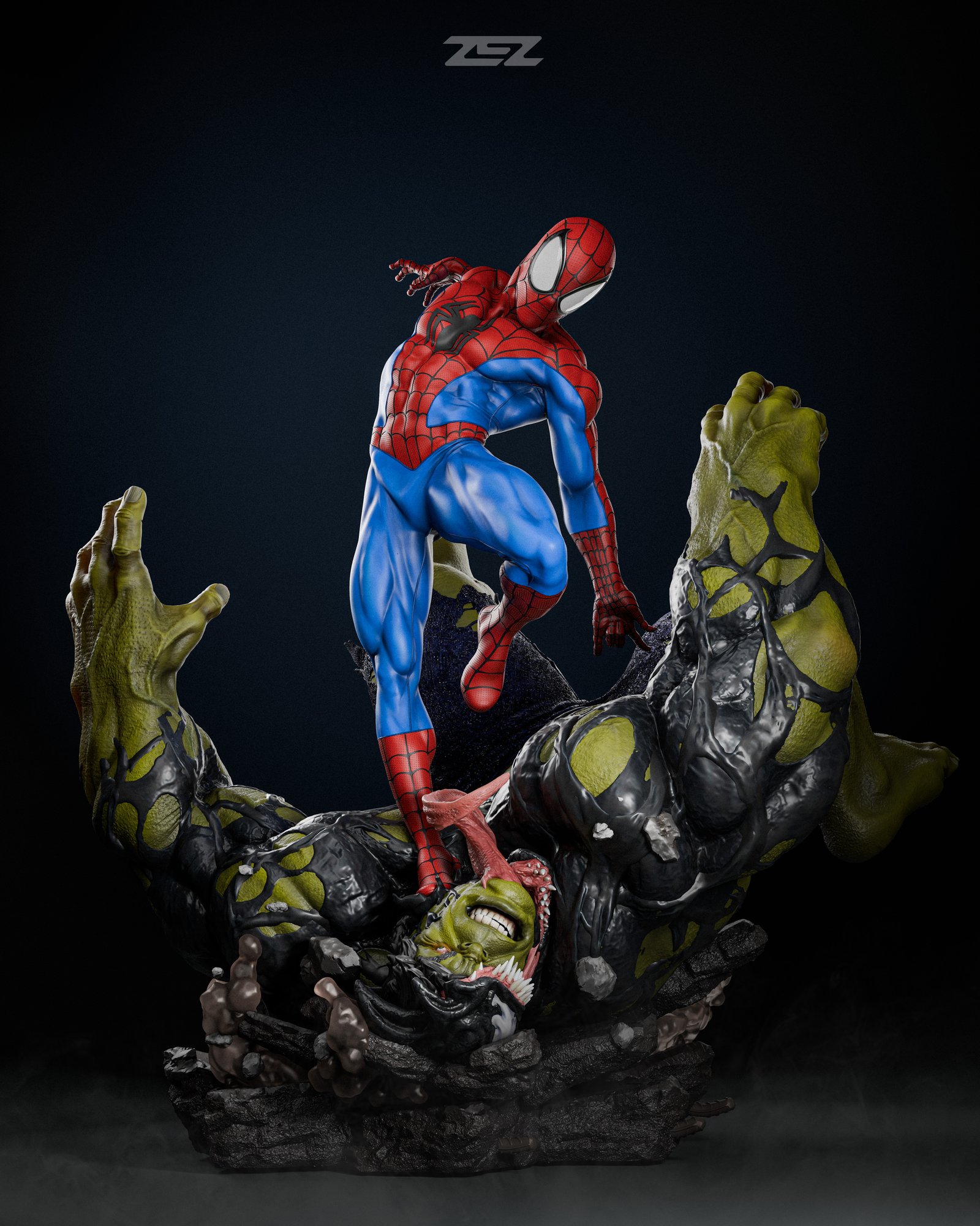 Spiderman vs Hulk — Painted