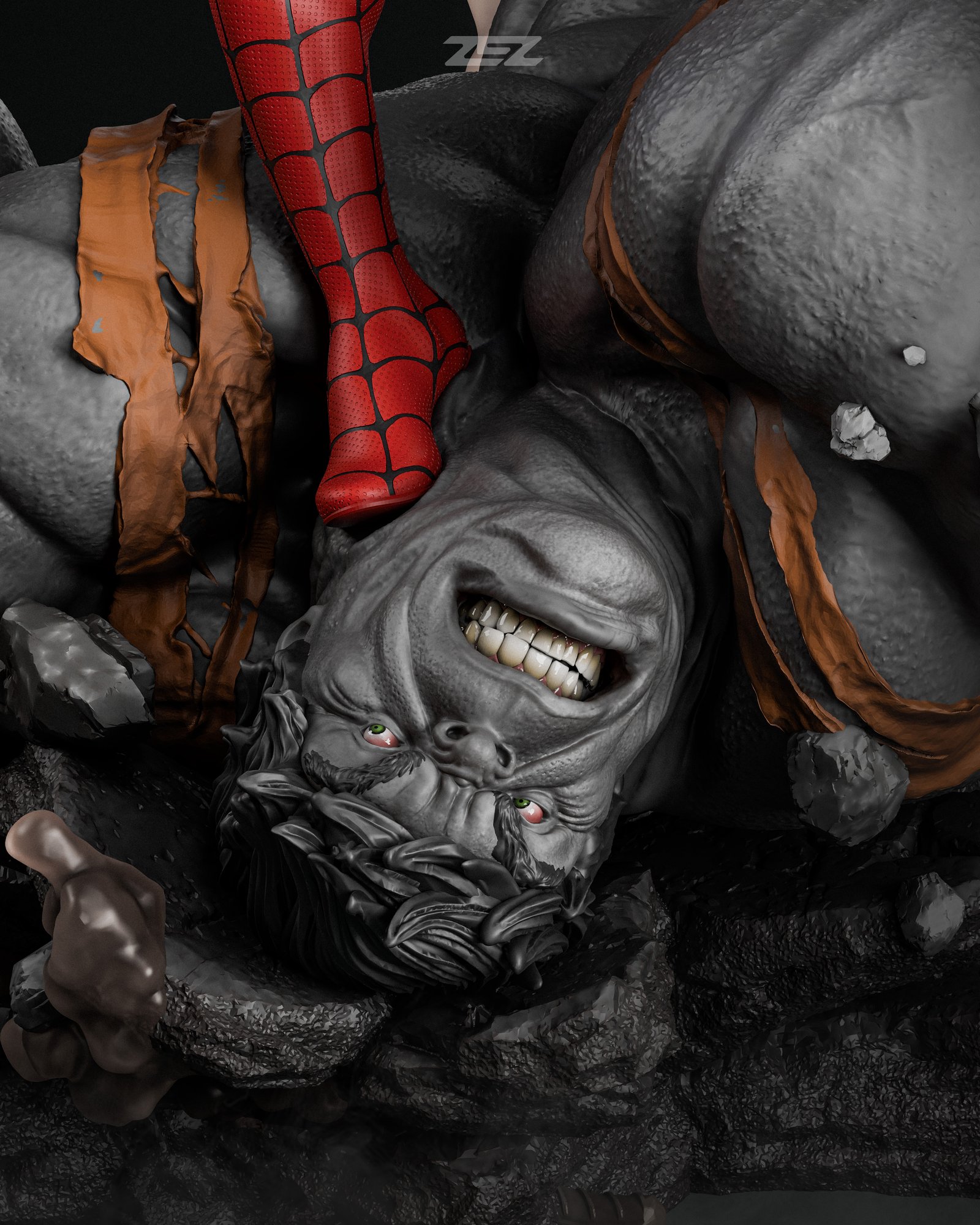 Spiderman vs Hulk — Painted