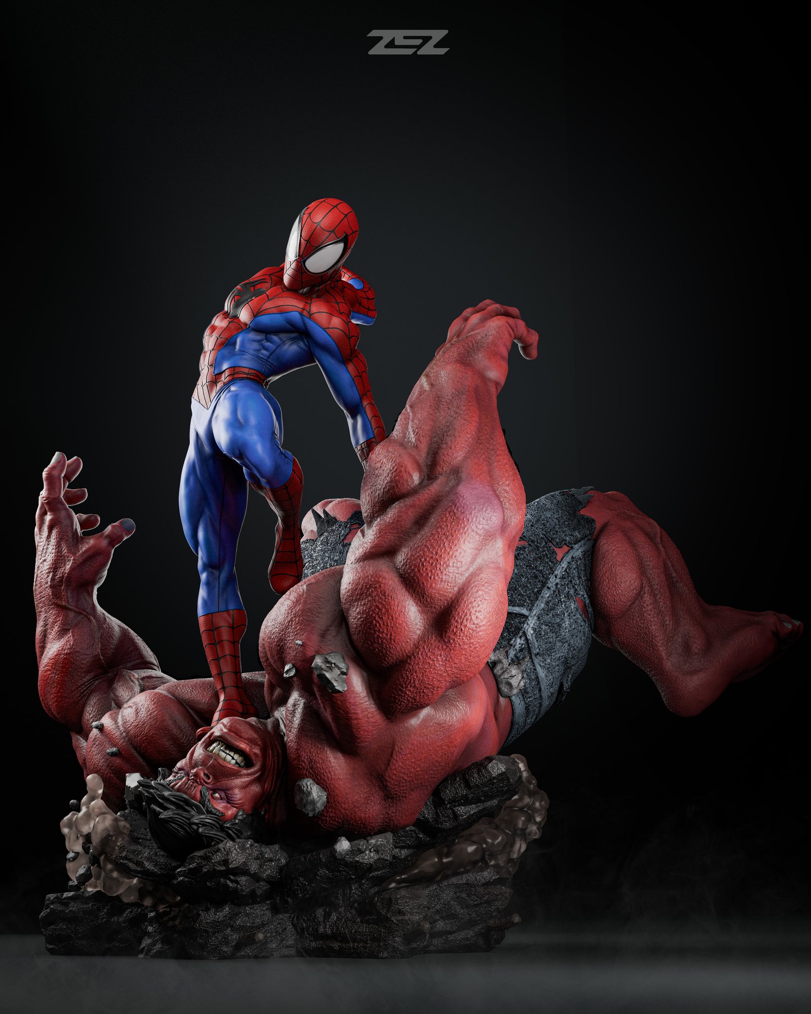 Spiderman vs Hulk — Painted