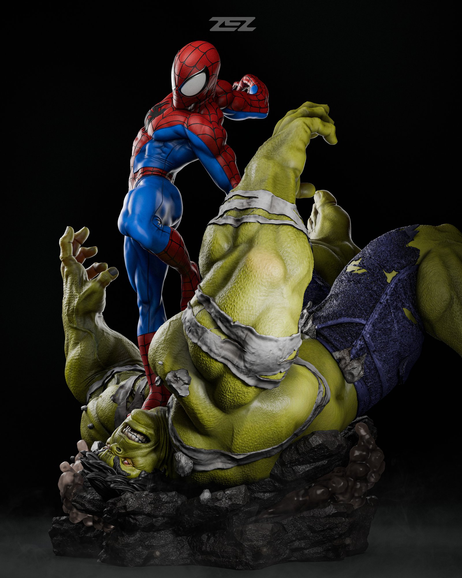 Spiderman vs Hulk — Painted