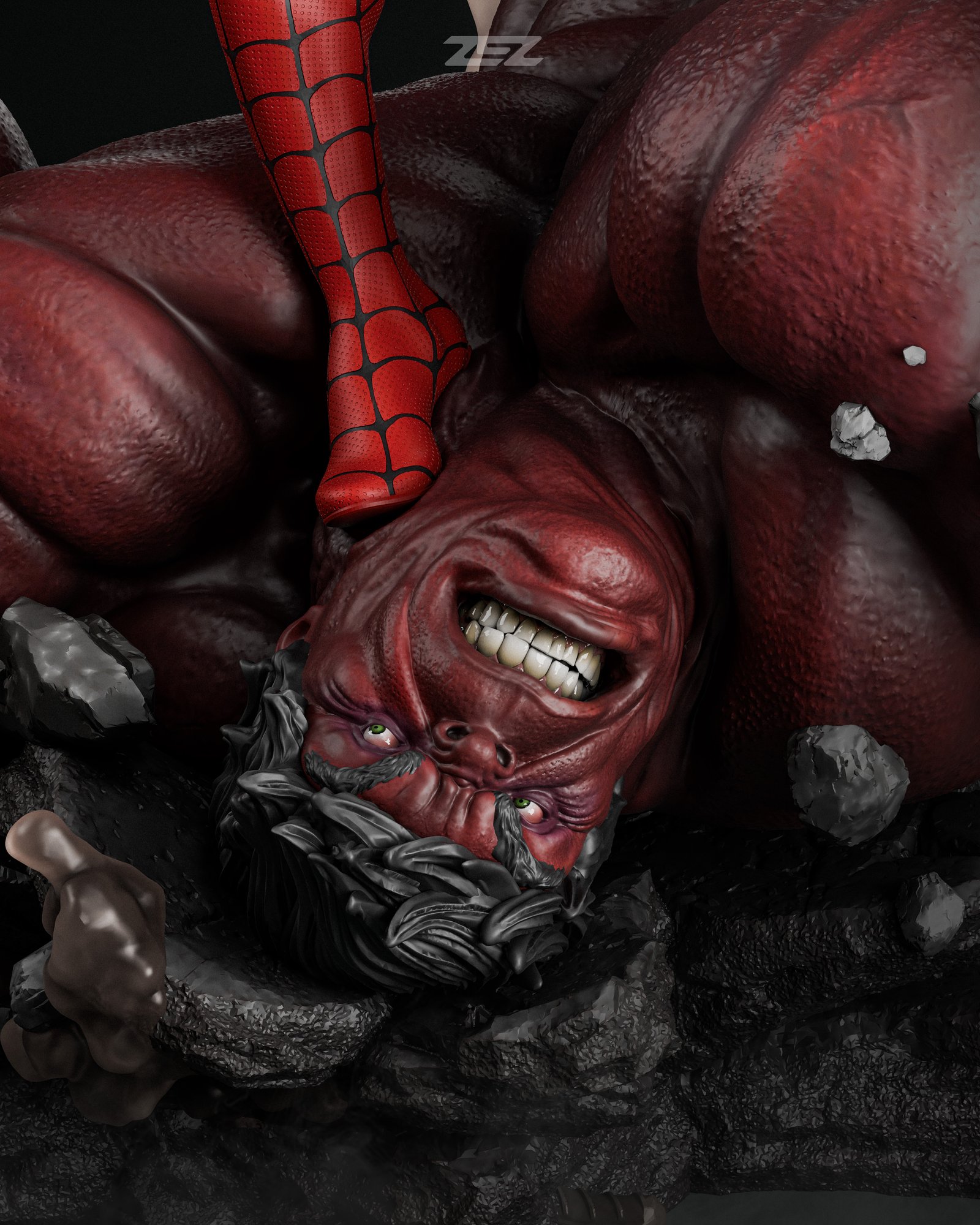 Spiderman vs Hulk — Painted