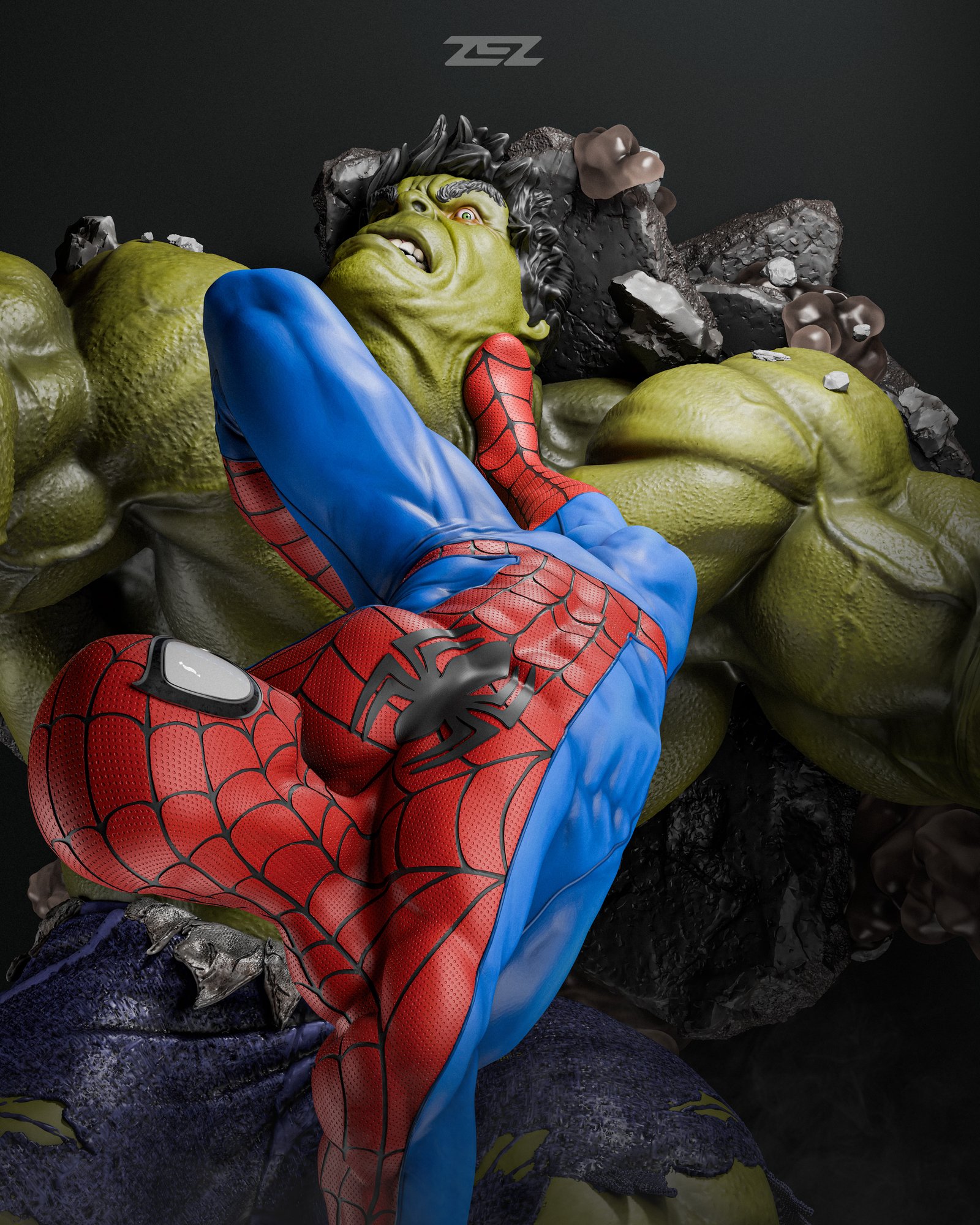 Spiderman vs Hulk — Painted