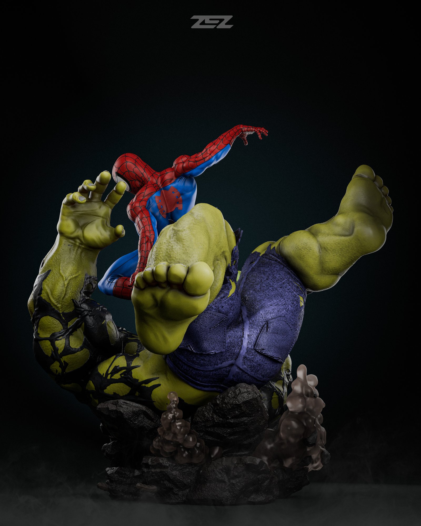 Spiderman vs Hulk — Painted