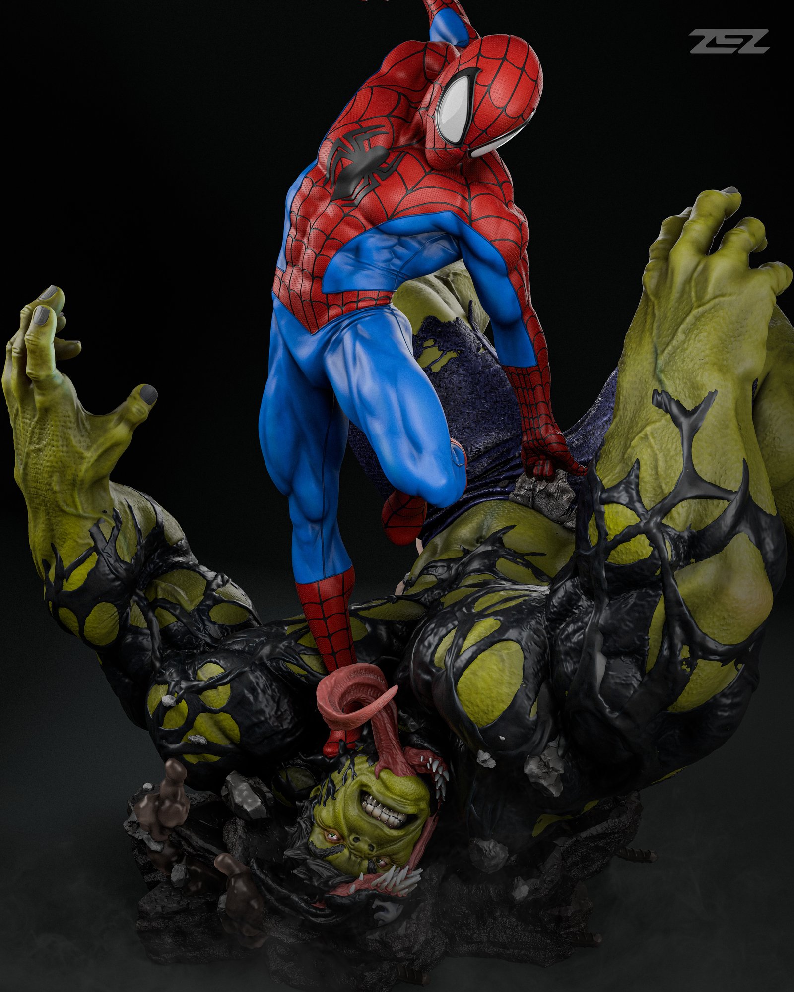 Spiderman vs Hulk — Painted
