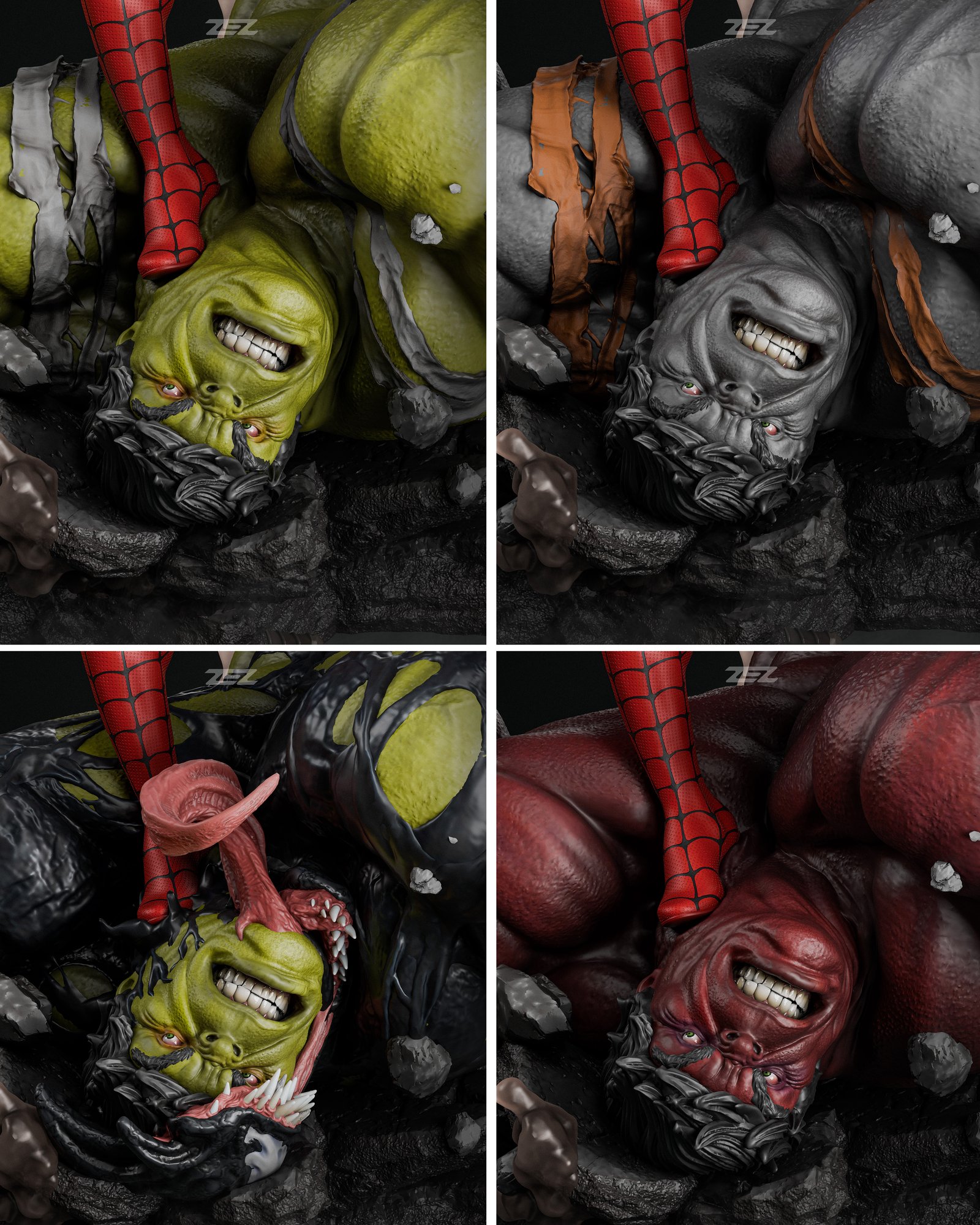 Spiderman vs Hulk — Painted