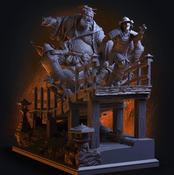Akudokuou Diorama — unpainted resin statue — by Black Forge Games