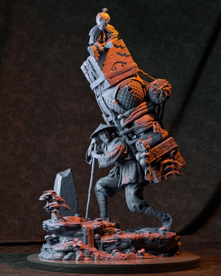 Obariyon and the Bokka 32mm & 75mm + 3 Pages of D&D 5e Stats — unpainted resin statue — by Black Forge Games