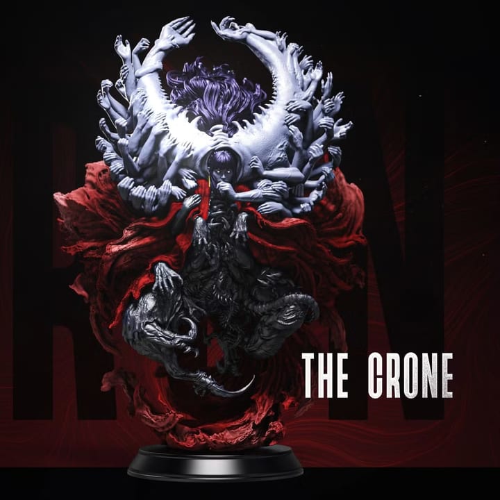 The Crone: 75mm Nightmare Yokai Centerpiece + D&D 5e Stats — painted resin statue — by Black Forge Games