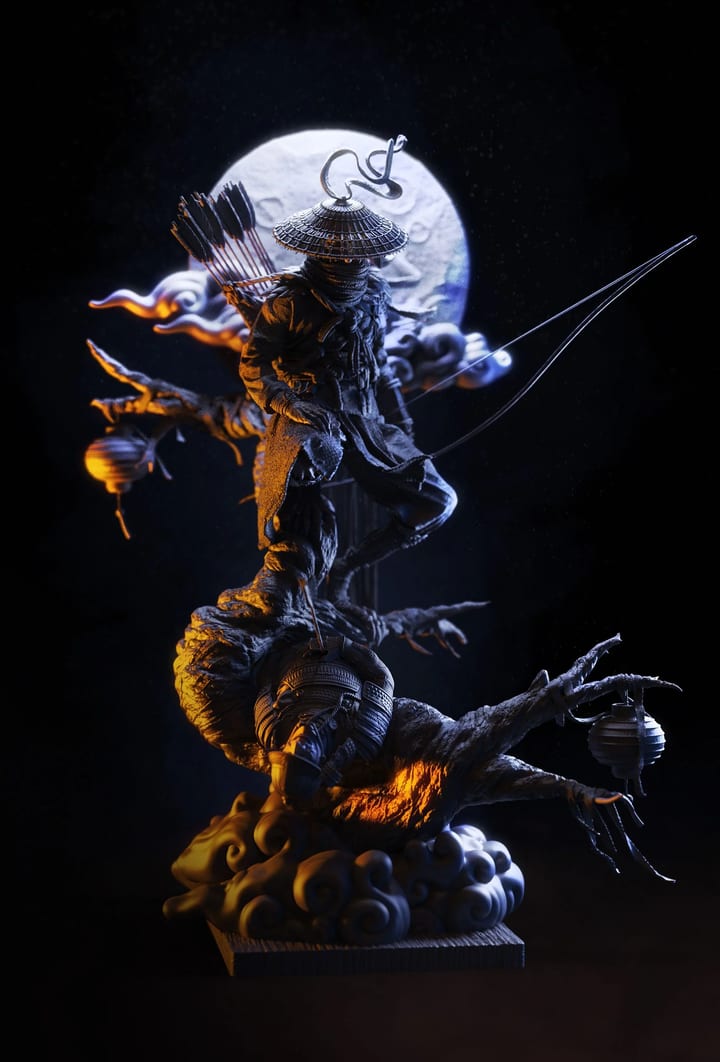 Daiten - The Exiled Wanderer — unpainted resin statue — by Black Forge Games