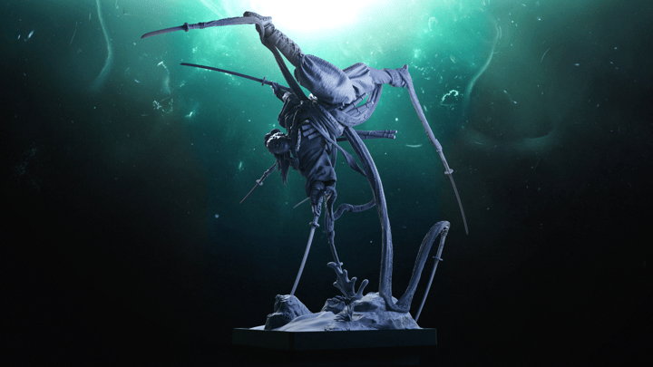Kitsuhana - Protector of the Nine Paths — unpainted resin statue — by Black Forge Games