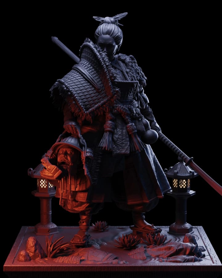 Kuchisake-Onna - The Scarlet Specter — unpainted resin statue — by Black Forge Games