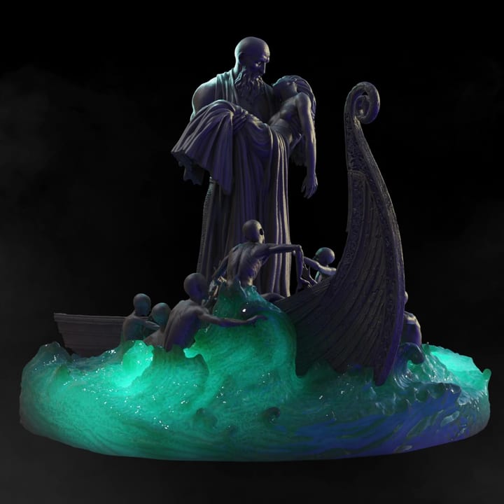 Nastrond Embrace Diorama — unpainted resin statue — by Black Forge Games