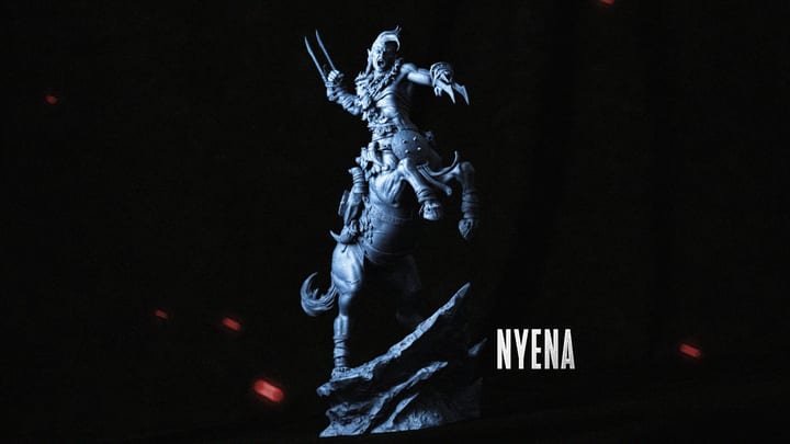 Nyena – Blooddaughter of the Kentaurosi — unpainted resin statue — by Black Forge Games