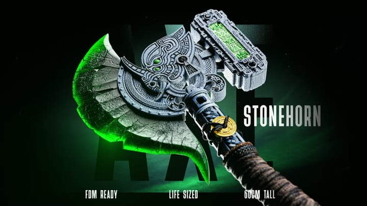 Stone Axe Weapon — painted resin statue — by Black Forge Games