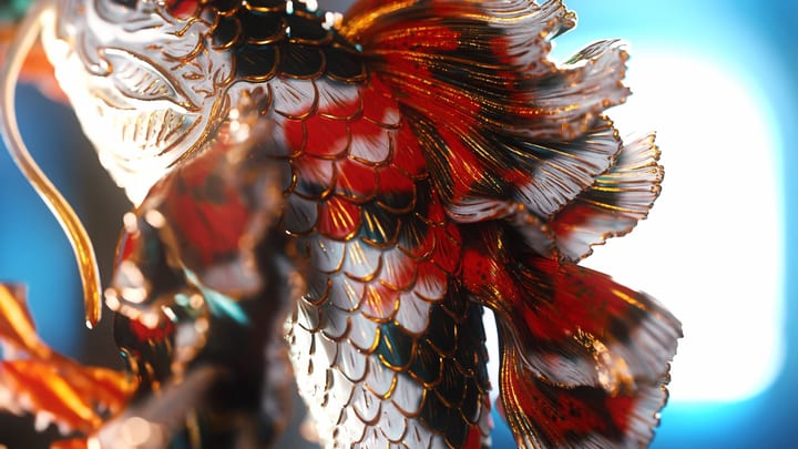Tomoe Koi — painted resin statue — by Black Forge Games