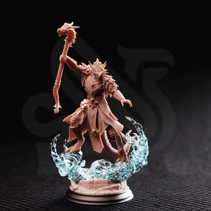 Chaos Dragonborn Sorcerer - Artizak Stormscale — unpainted resin statue — by DM Stash