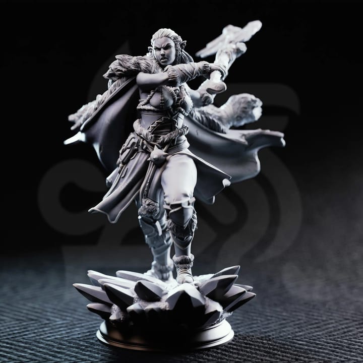Goliath Barbarian Sorcerer - Ice Heart — unpainted resin statue — by DM Stash