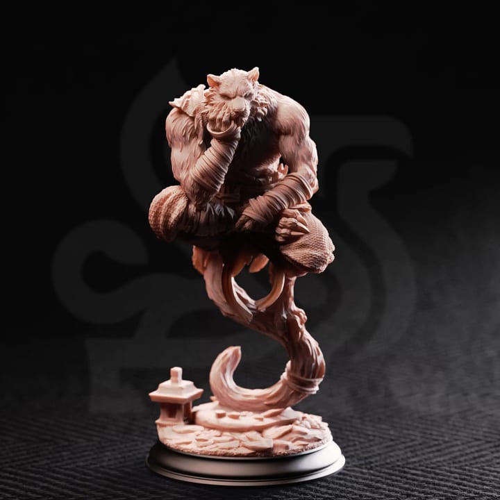 Raiko of The Wardens Catfolk Wanderer — unpainted resin statue — by DM Stash