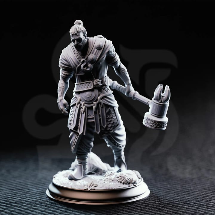Exotic Mercenary - Sindan the Southern Hammer — unpainted resin statue — by DM Stash