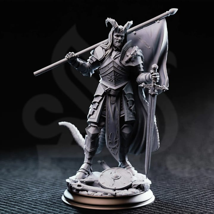 Tiefling Veteran Fighter - The Captain — unpainted resin statue — by DM Stash