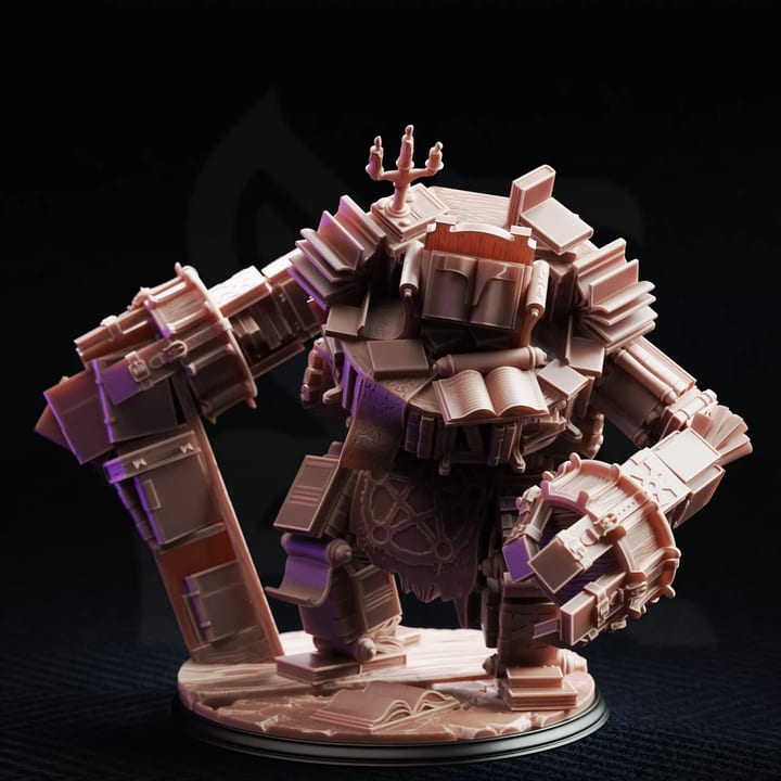 Library Golem - The Forbidden Section — unpainted resin statue — by DM Stash