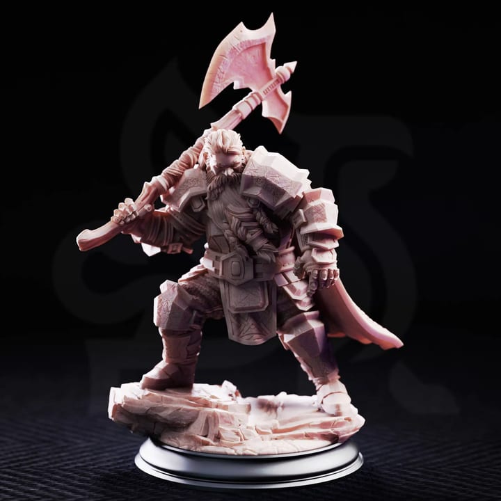 Took Dwarven Axeman — unpainted resin statue — by DM Stash