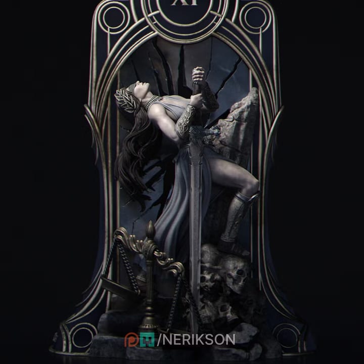 Tarot Arcana : Justice — painted resin statue — by Nerikson