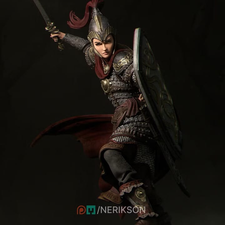 Nastasya The Shield Maiden — painted resin statue — by Nerikson