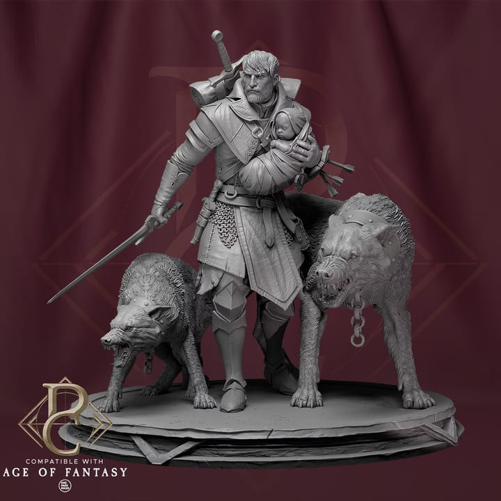 Eon and the child - Bust — unpainted resin statue — by Parasite Collectibles