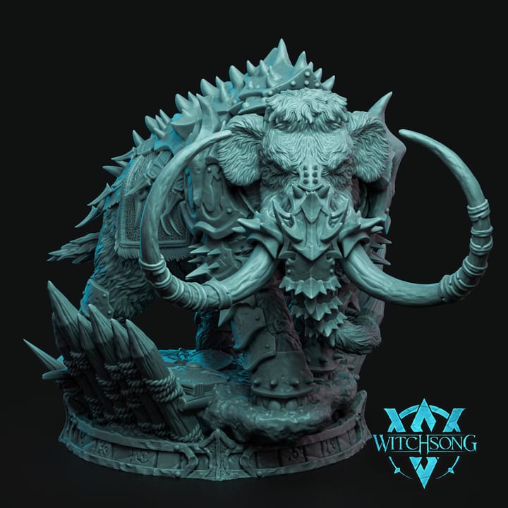 Bust - The Armored Mammoth — painted resin statue — by Witchsong Miniatures