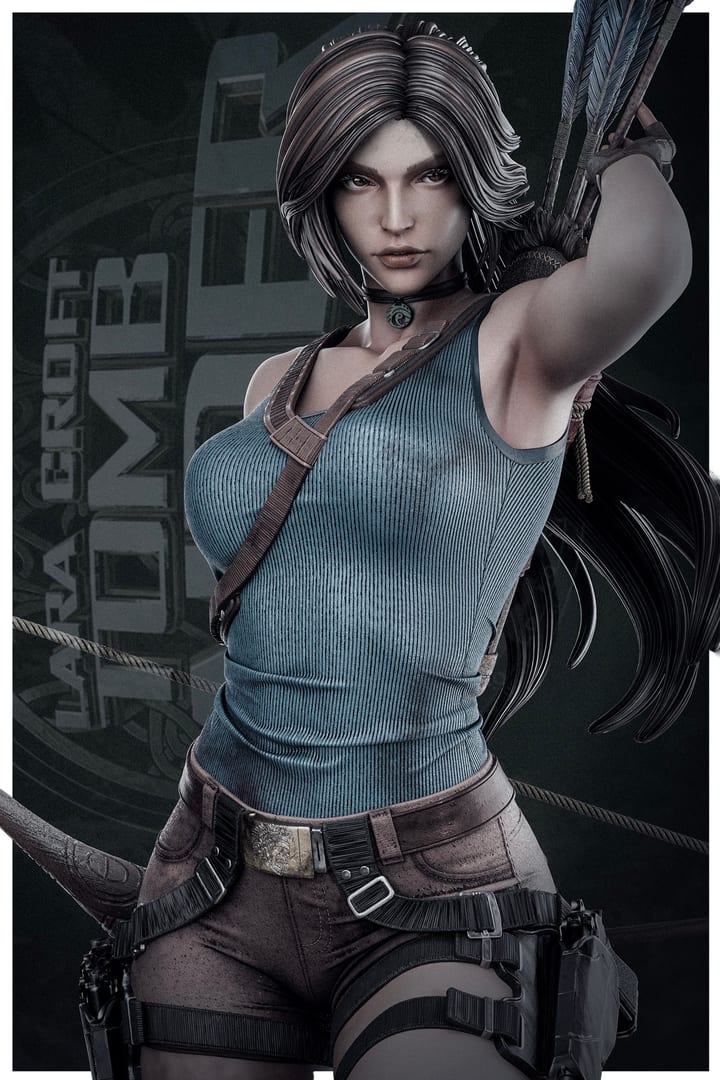 Lara Croft — painted resin statue — by ZEZ
